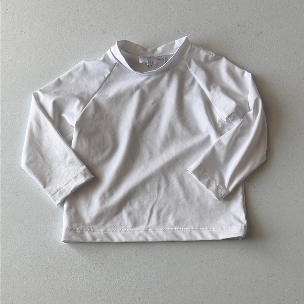 Kids White Long-Sleeve Swim Rashguard Top